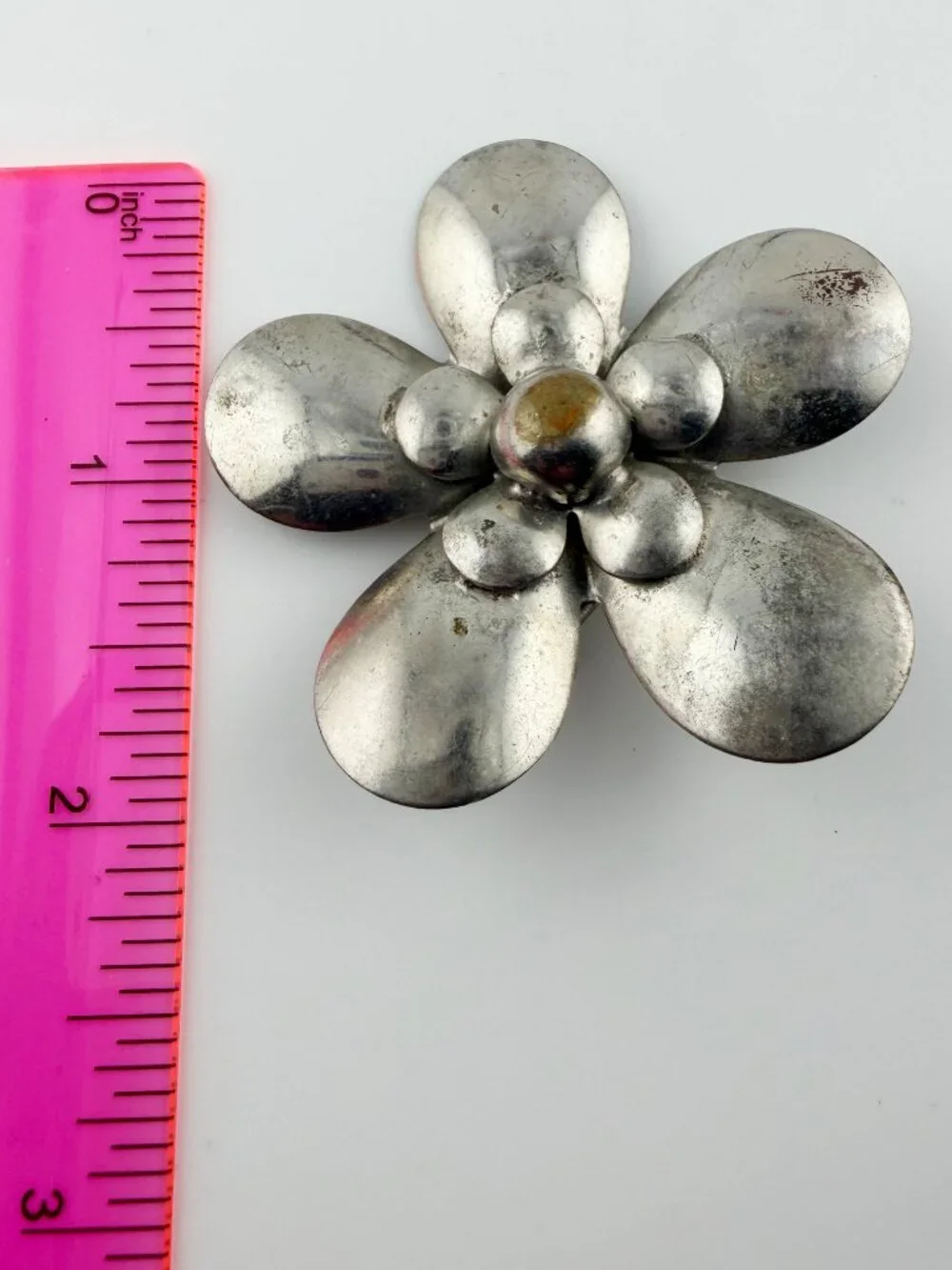 Vintage Silver Tone Tiered Flower Brooch Pin/Pendant - 2.5